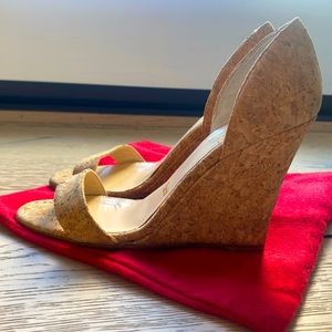 CHRISTIAN LOUBOUTIN size 37.5 cork WEDGES.